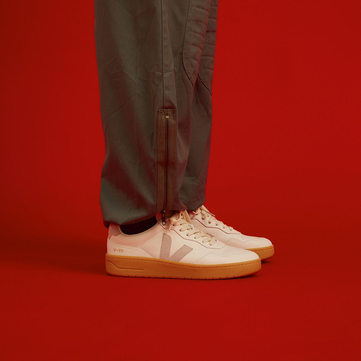 VEJA V-90 Leather White Light Grey Natural - Image 4