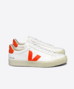 VEJA Campo Leather White Orange Fluo
