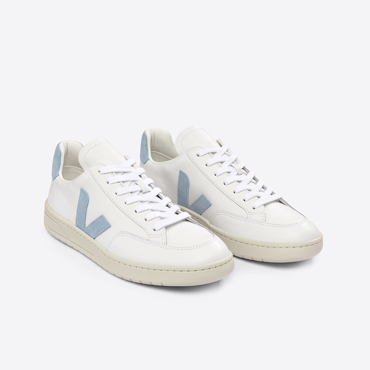 VEJA V-12 Leather White Steel - Image 2