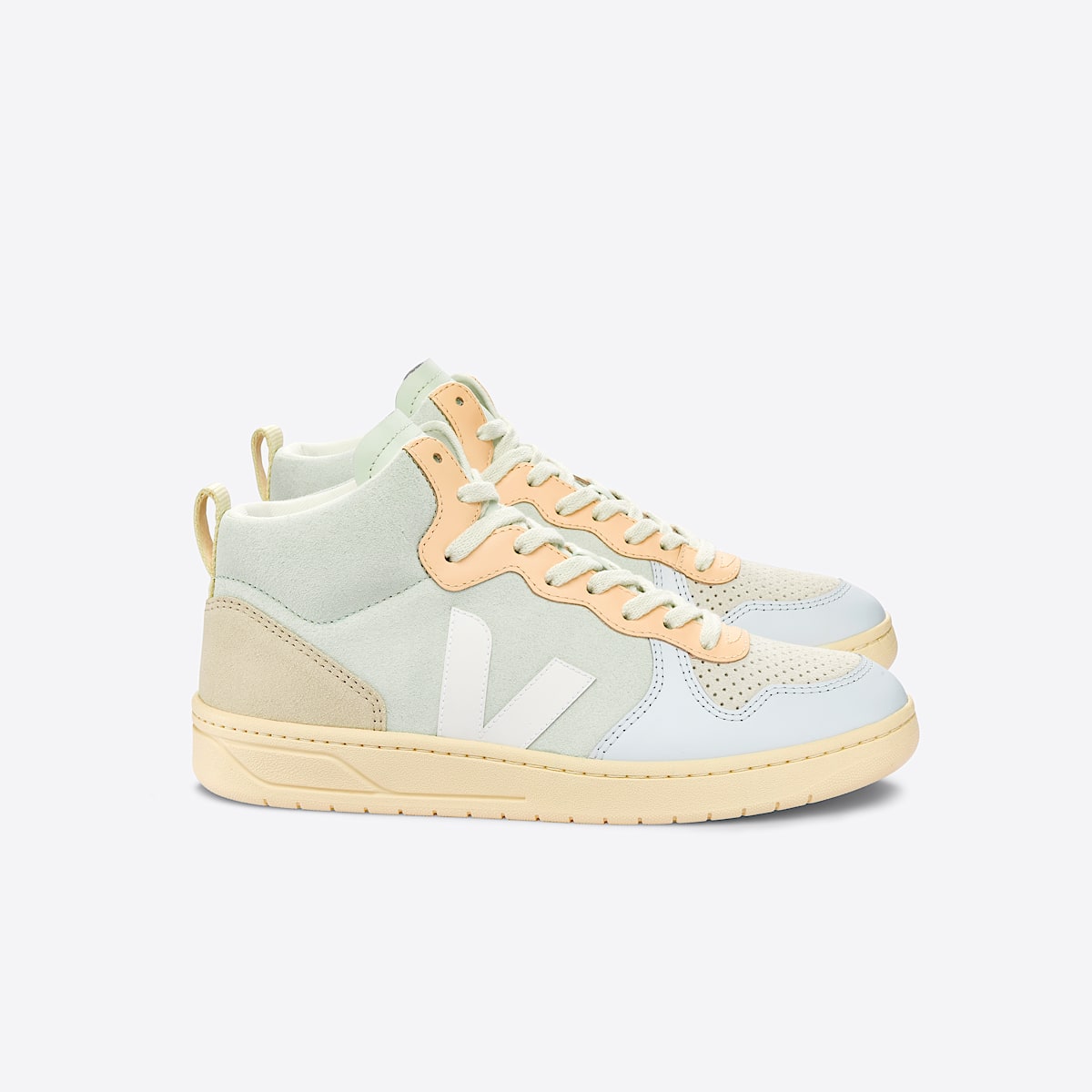VEJA V-15 Suede Jade White Multico