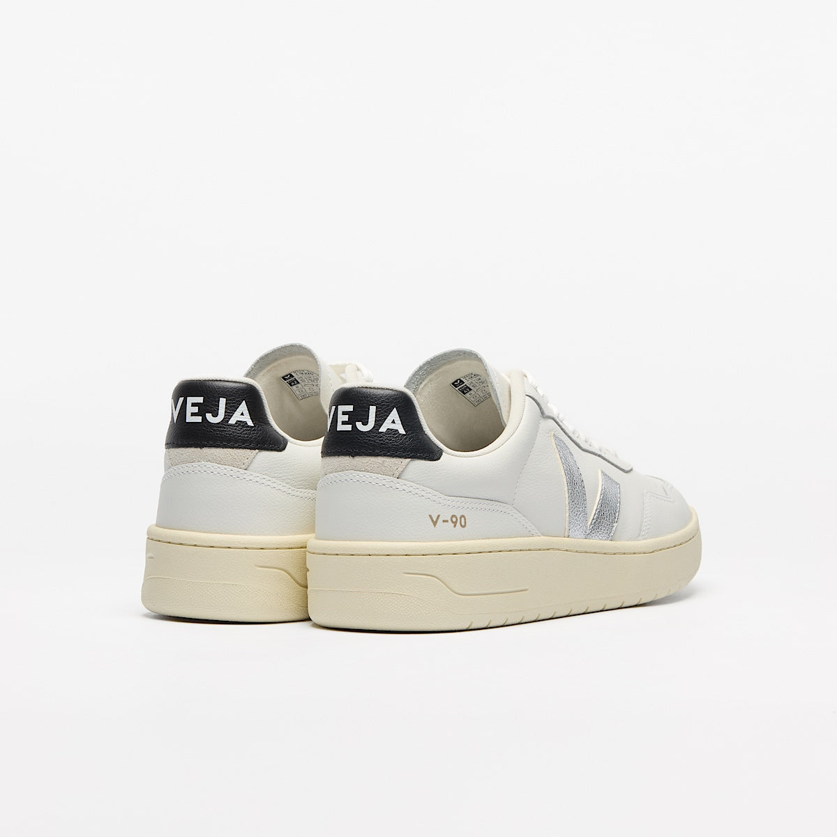 VEJA V-90 Leather White Silver Black - Image 3