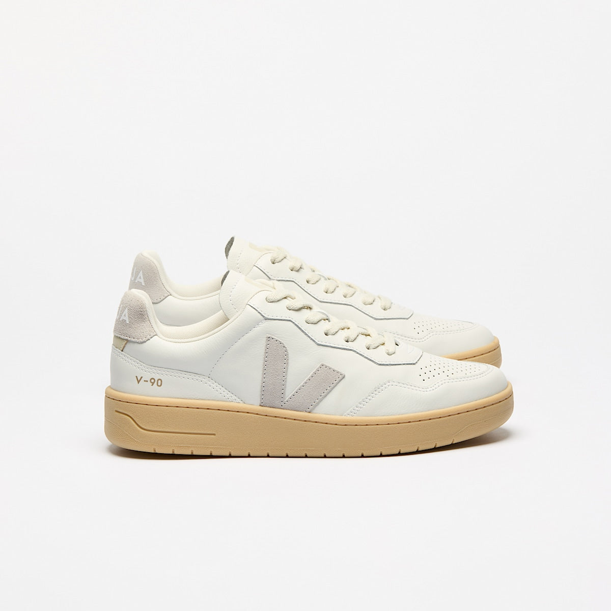 VEJA V-90 Leather White Light Grey Natural