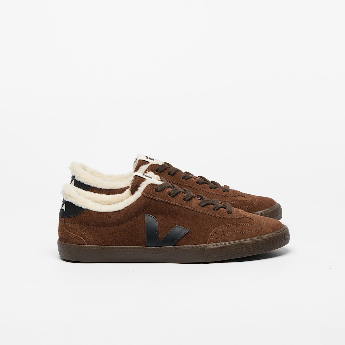 VEJA Volley Furred Suede Walnut Black Eagle