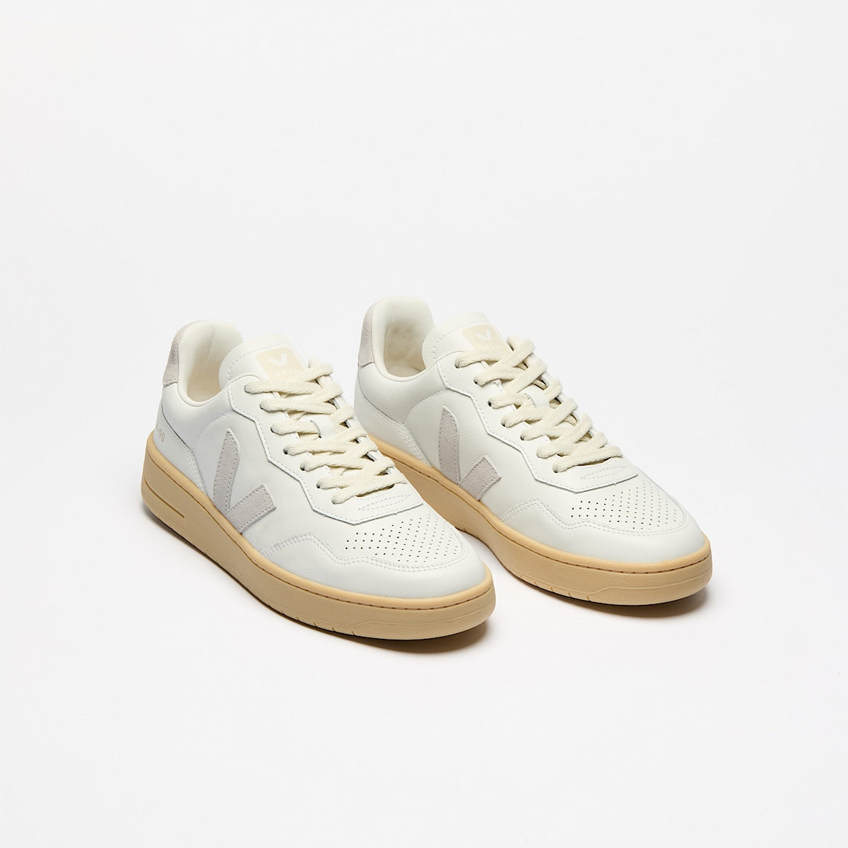 VEJA V-90 Leather White Light Grey Natural - Image 2