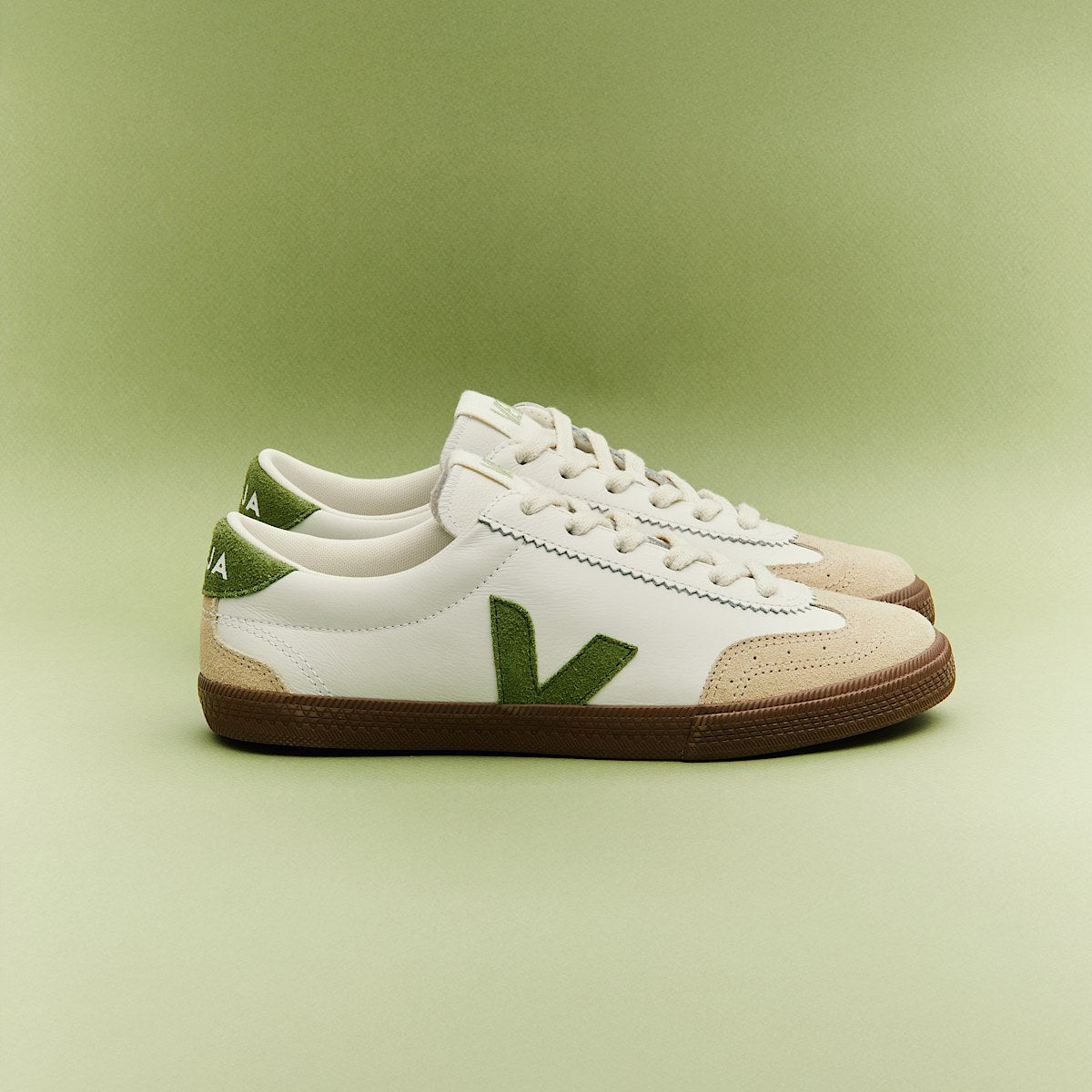 VEJA Volley Leather White Kiwi Bark - Image 4