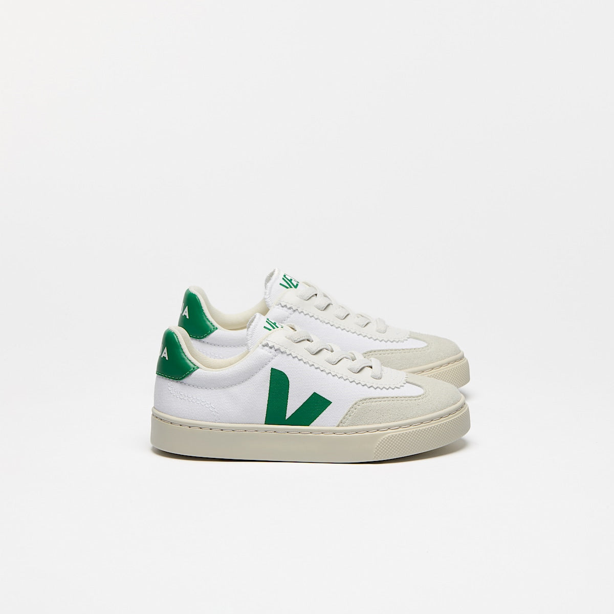 VEJA Volley Elastic Laces Canvas White Emeraude