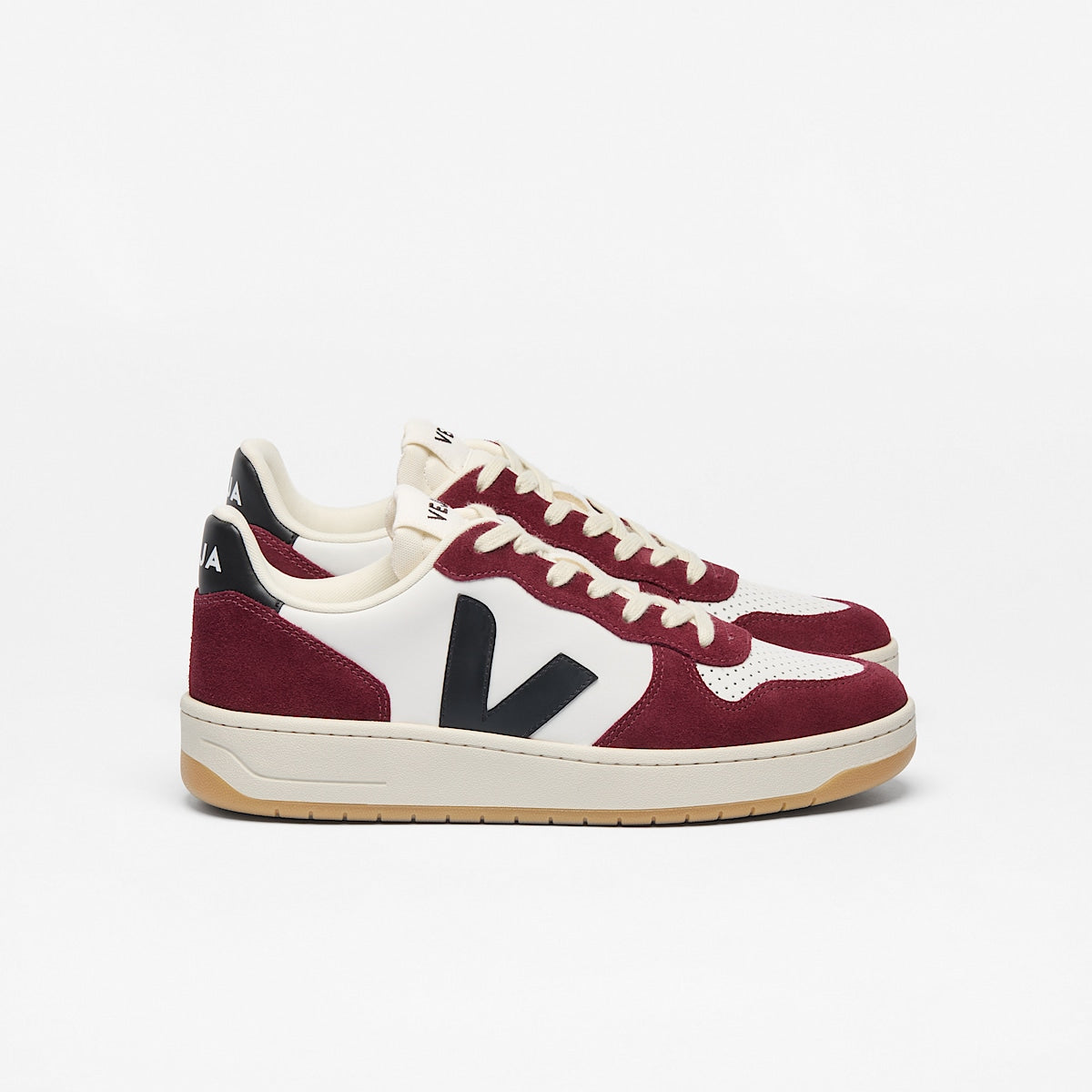 VEJA V-10 Leather White Black Amarante
