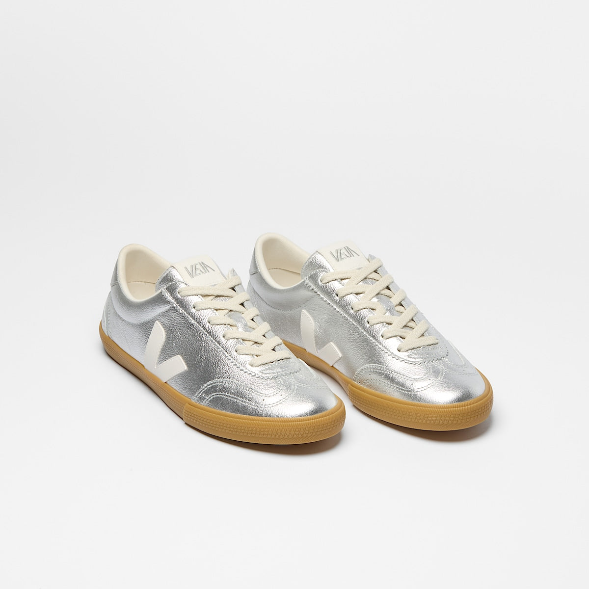 VEJA Volley Leather Silver White Natural - Image 2