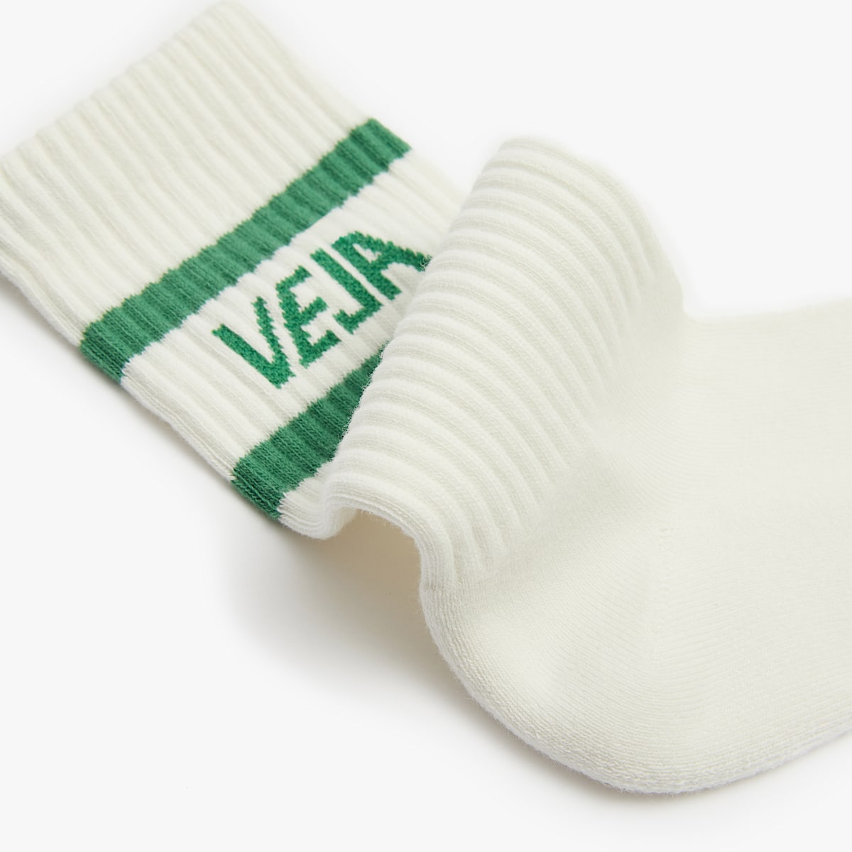 VEJA Iconic Socks Cotton White Green - Image 3