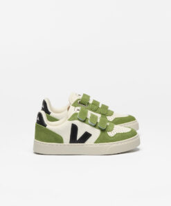 VEJA V-10 Leather Pure Black Kiwi