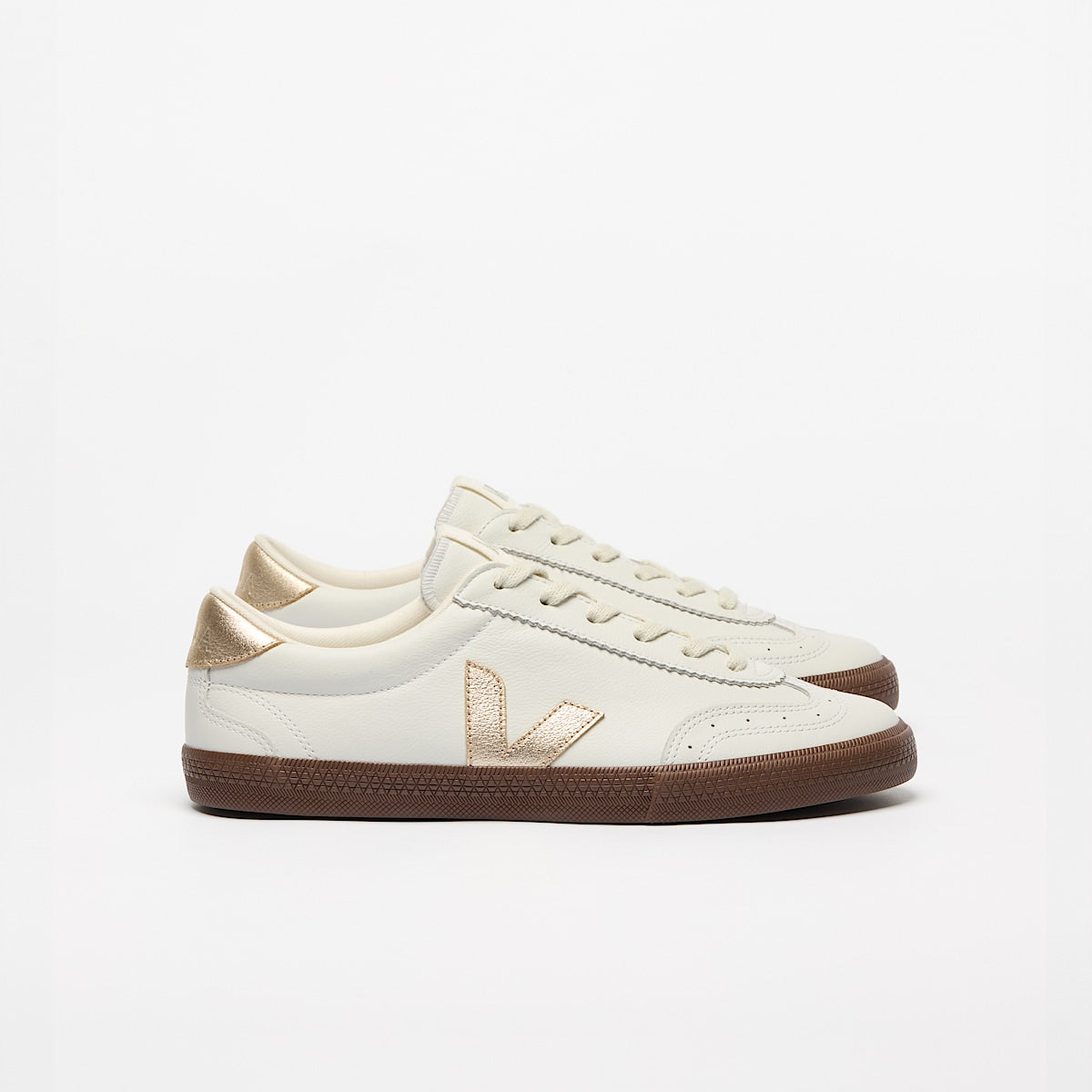 VEJA Volley Leather White Platine Bark