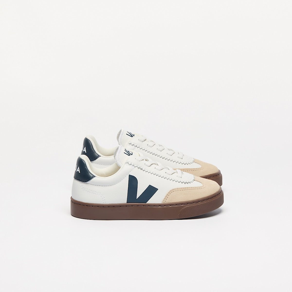 VEJA Volley Elastic Laces Leather White Nautico Bark