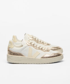 VEJA V-90 Leather White Calcaire Platine
