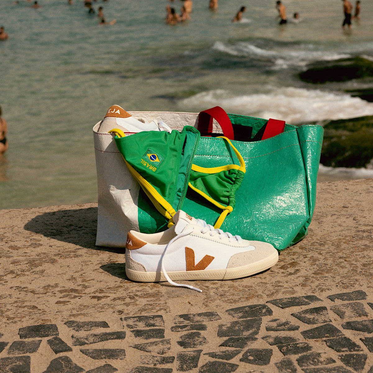 VEJA Volley Canvas White Umber - Image 4
