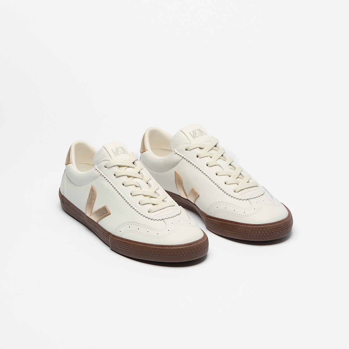 VEJA Volley Leather White Platine Bark - Image 2