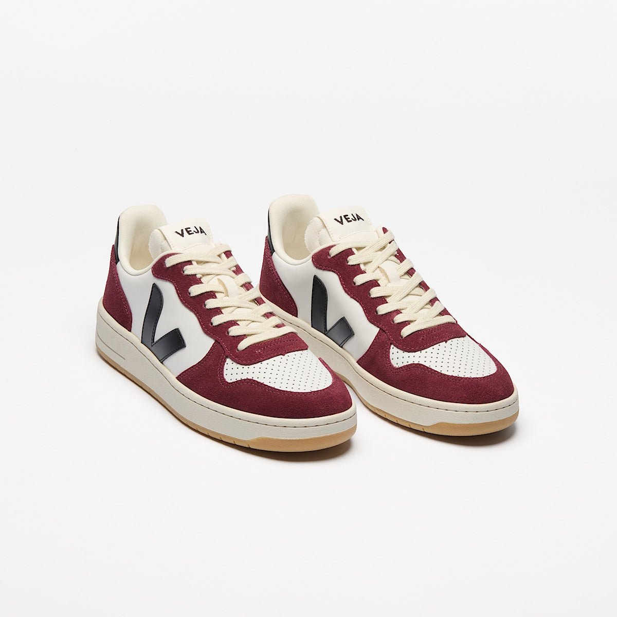 VEJA V-10 Leather White Black Amarante - Image 3