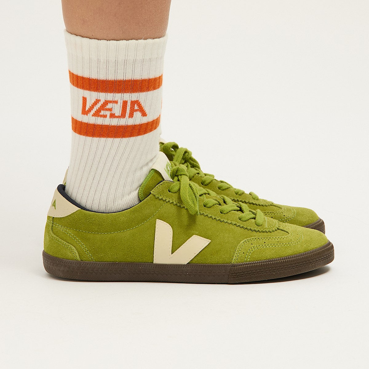 VEJA Iconic Socks Cotton White Orange - Image 2