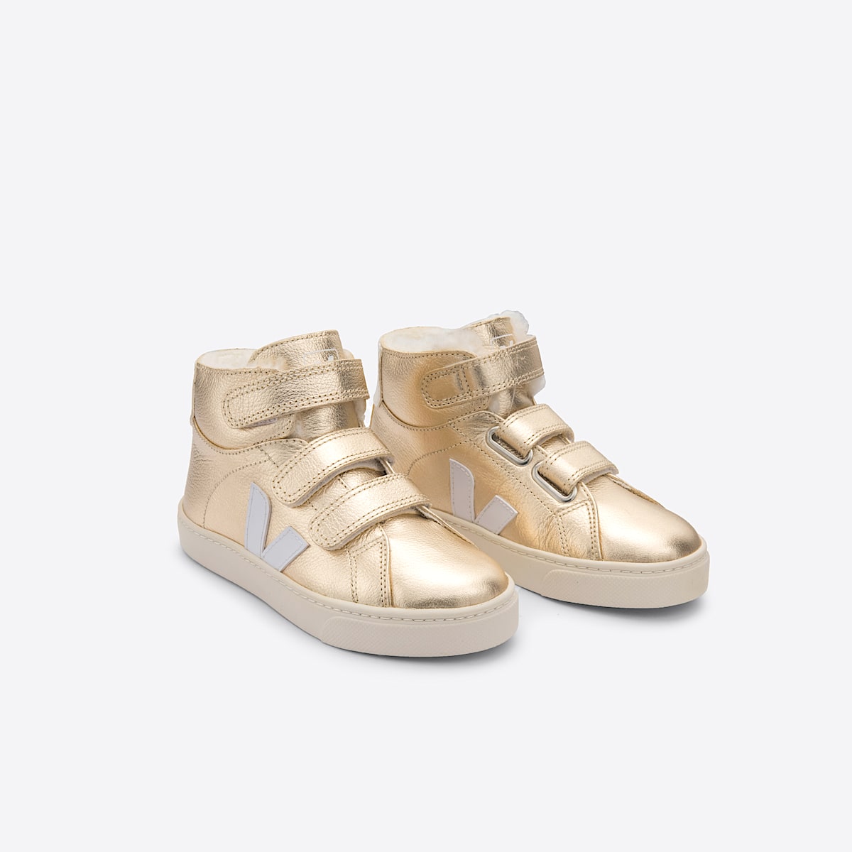 VEJA Esplar Mid Furred Leather Platine White - Image 2