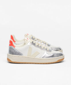 VEJA V-10 Leather White Pierre Silver