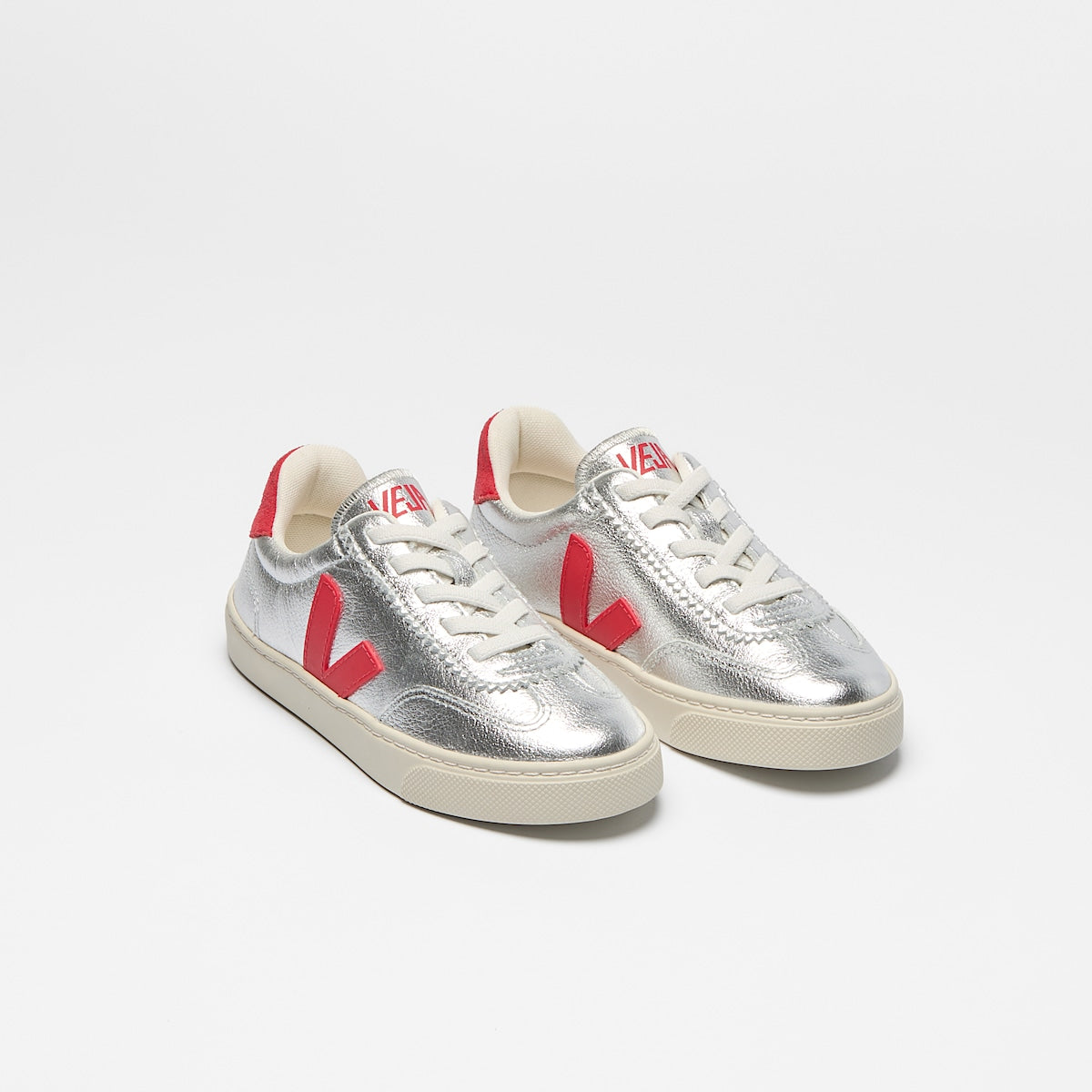 VEJA Volley Elastic Laces Leather Silver Pekin - Image 2