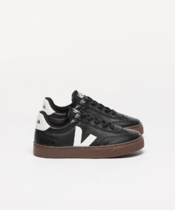 VEJA Volley Elastic Laces Leather Black White Bark