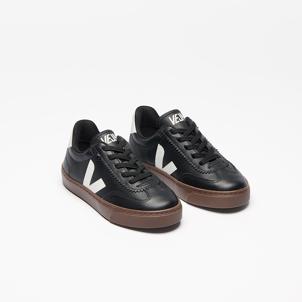 VEJA Volley Elastic Laces Leather Black White Bark - Image 2