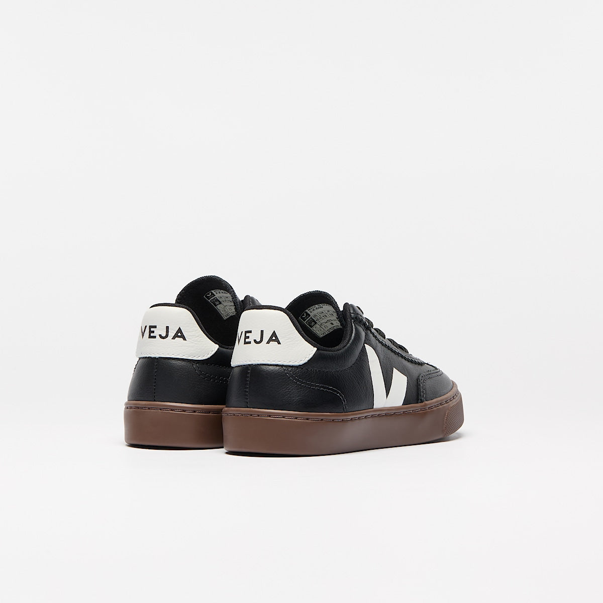 VEJA Volley Elastic Laces Leather Black White Bark - Image 3