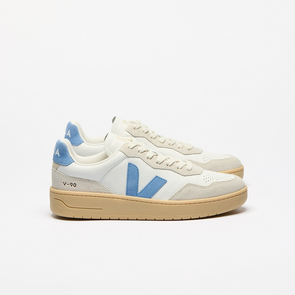 VEJA V-90 Leather White Aqua Natural