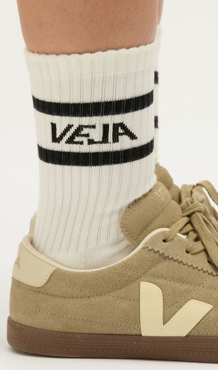 Man wearing Veja accessories