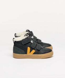 VEJA V-10 Mid Furred Leather Balck Ouro Grafite
