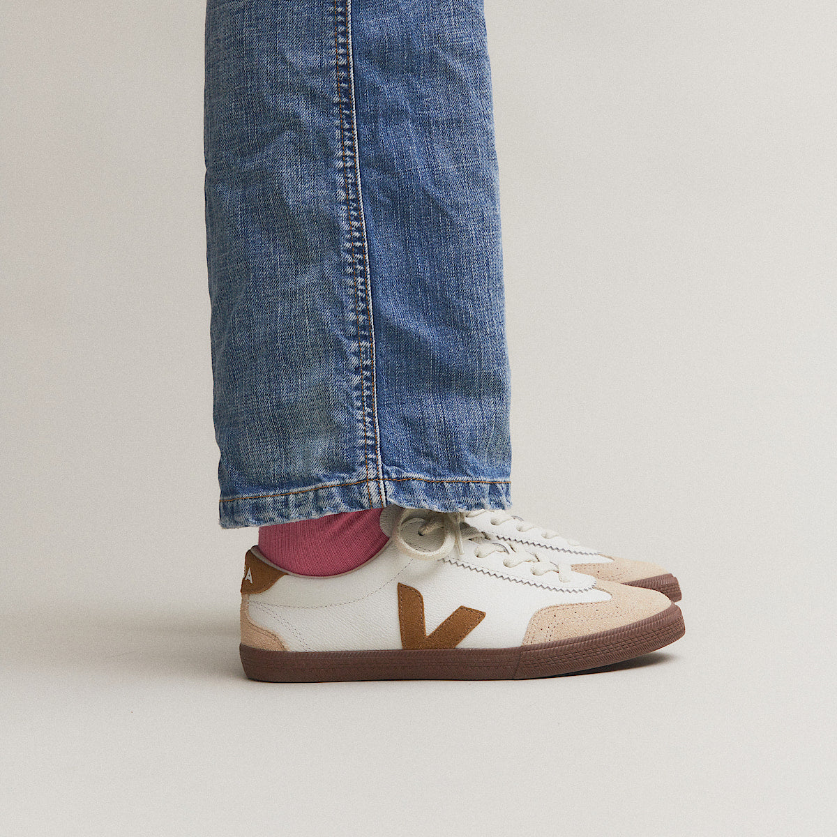 VEJA Volley Leather White Tent Bark - Image 4