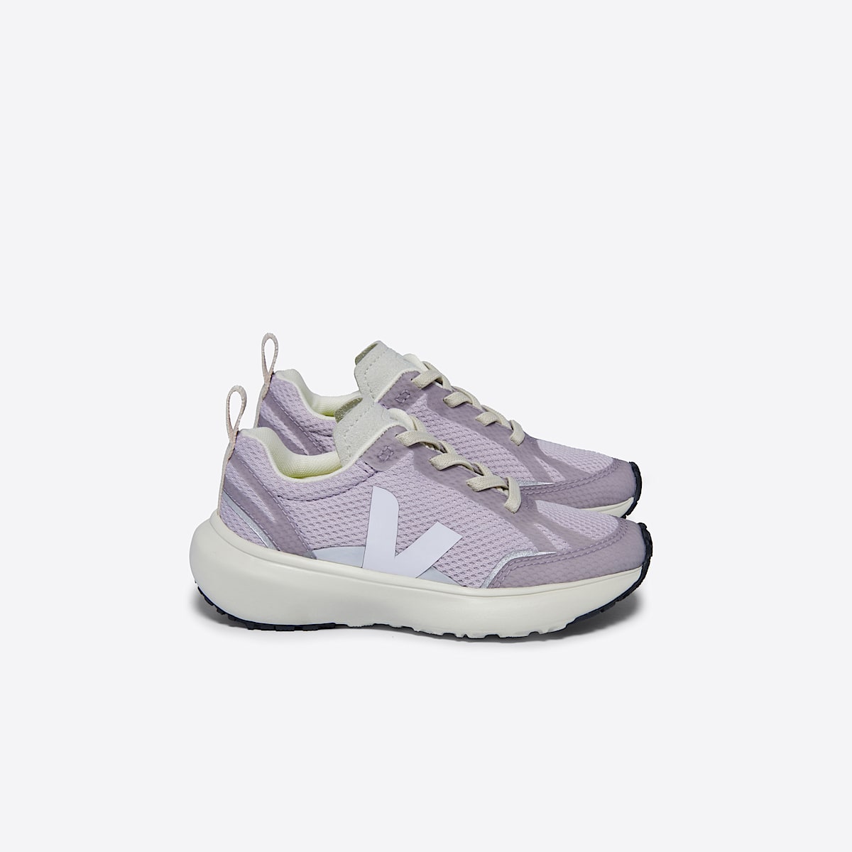 VEJA Canary Elastic Laces Alveomesh Parme White