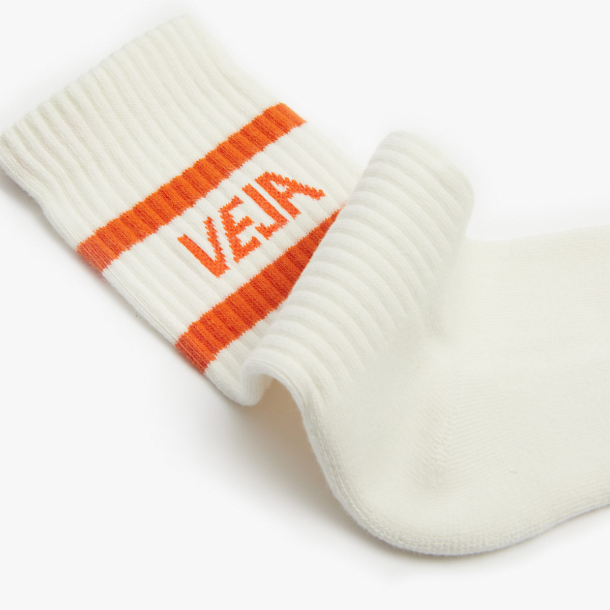 VEJA Iconic Socks Cotton White Orange - Image 3