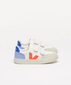 VEJA V-12 Leather White Multico Orange Fluo