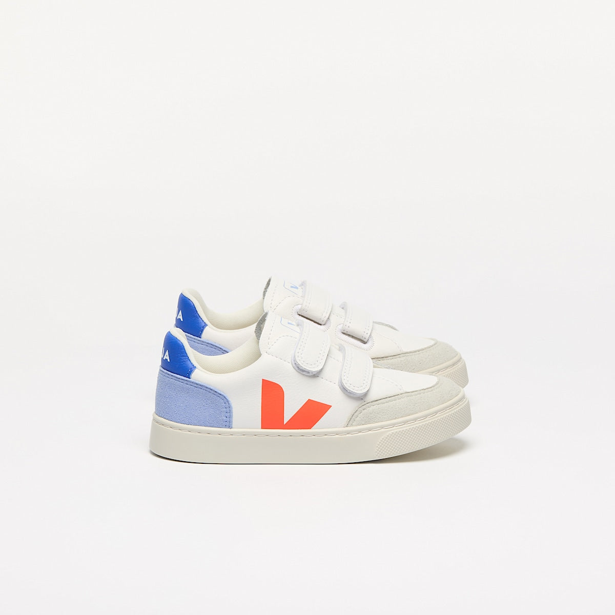 VEJA V-12 Leather White Multico Orange Fluo