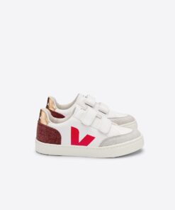 VEJA V-12 Leather White Multico Dried Petal