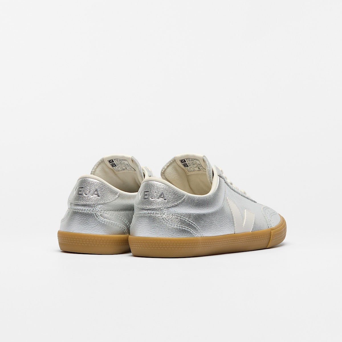 VEJA Volley Leather Silver White Natural - Image 3