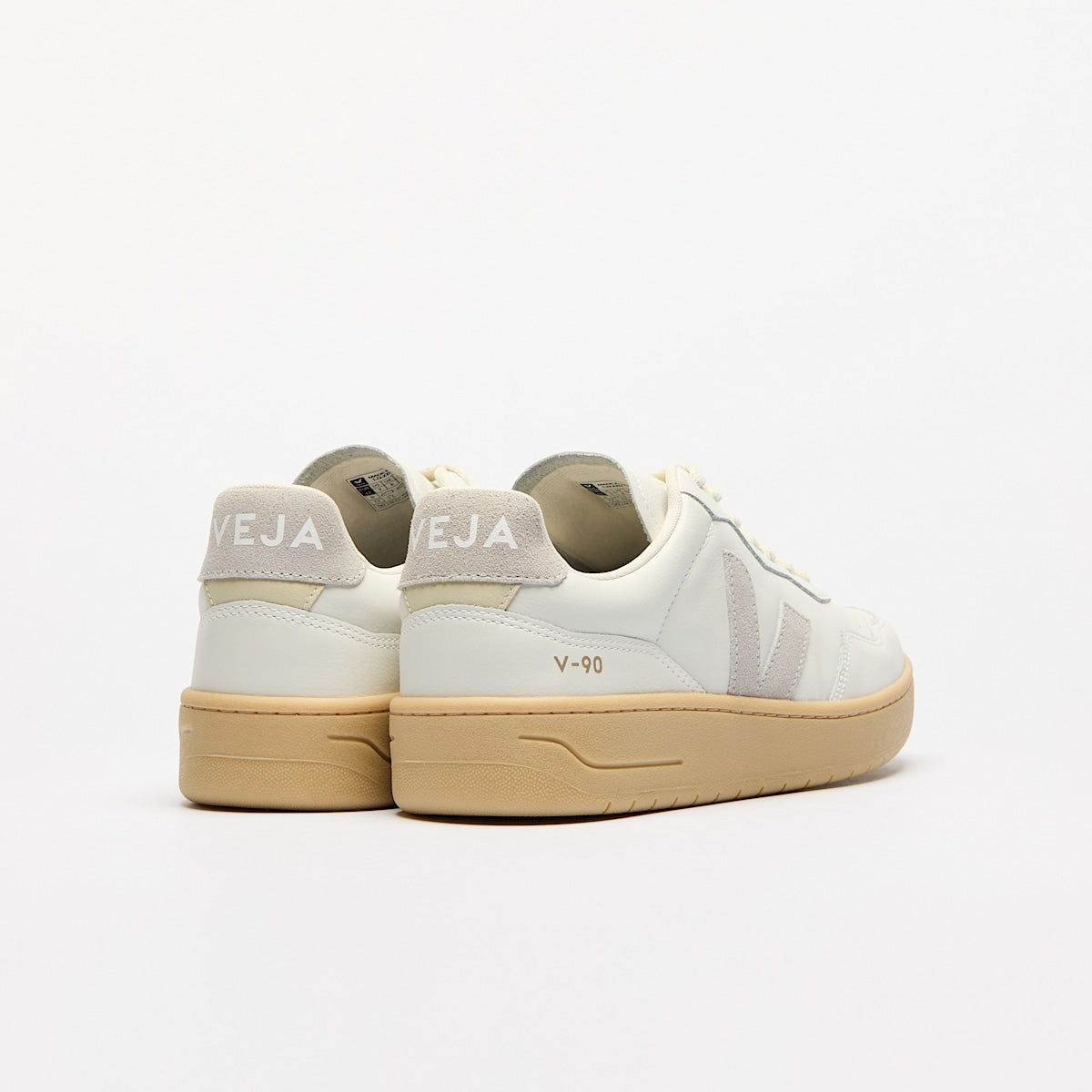 VEJA V-90 Leather White Light Grey Natural - Image 3