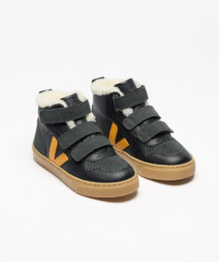 Alternative view of VEJA V-10 Mid Furred Leather Balck Ouro Grafite