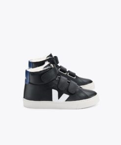 VEJA Esplar Mid Furred Leather Black White