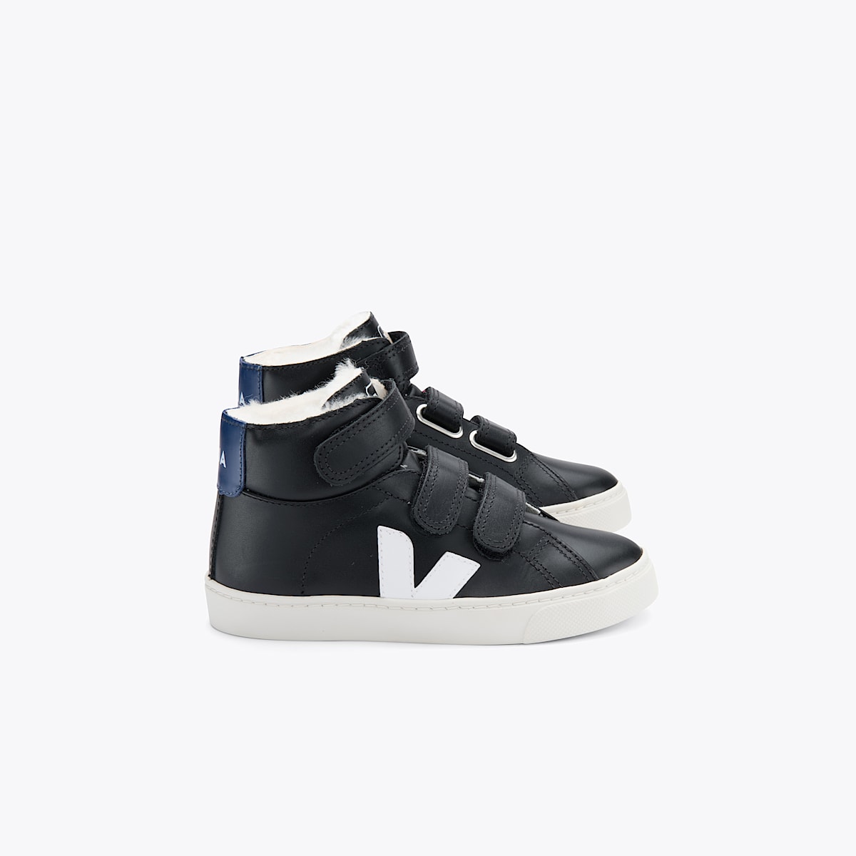 VEJA Esplar Mid Furred Leather Black White