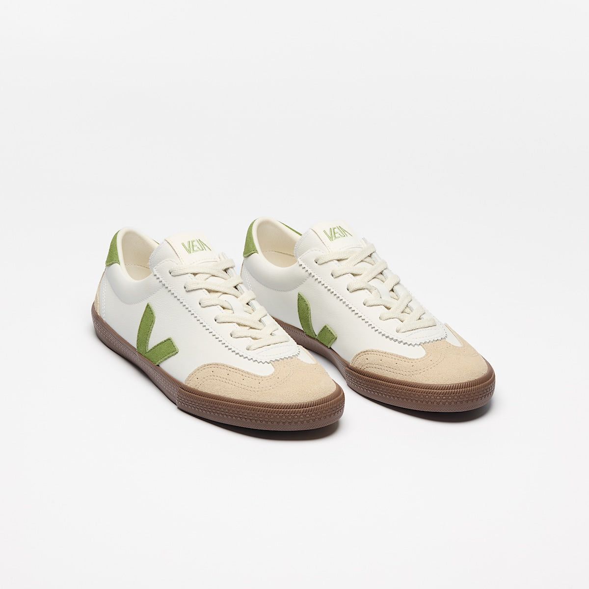 VEJA Volley Leather White Kiwi Bark - Image 3