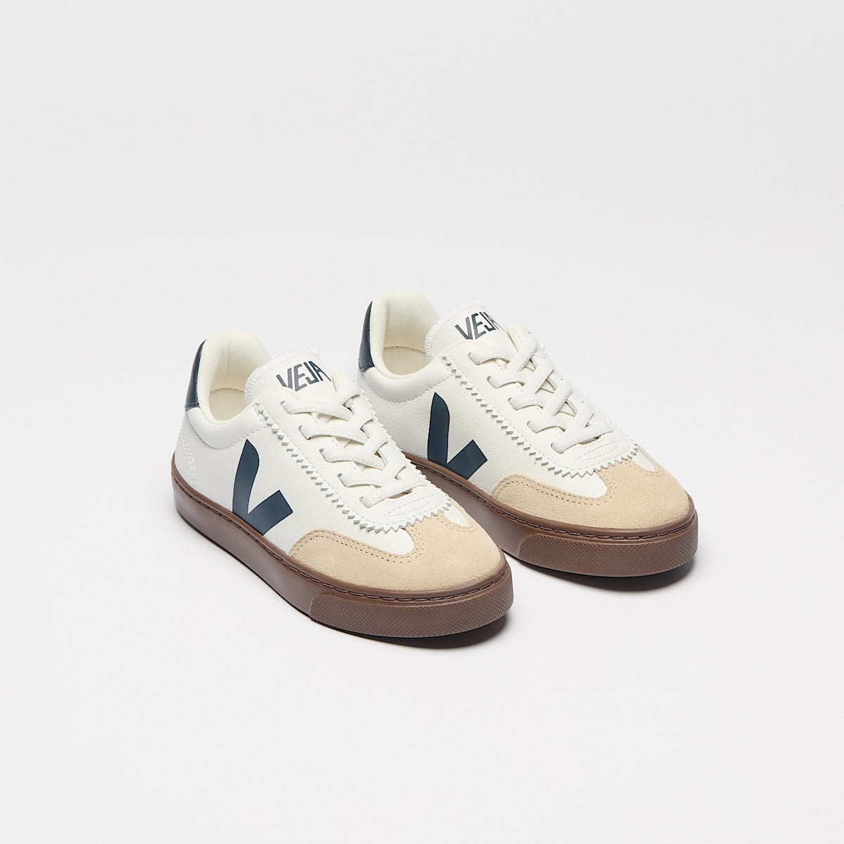 VEJA Volley Elastic Laces Leather White Nautico Bark - Image 2