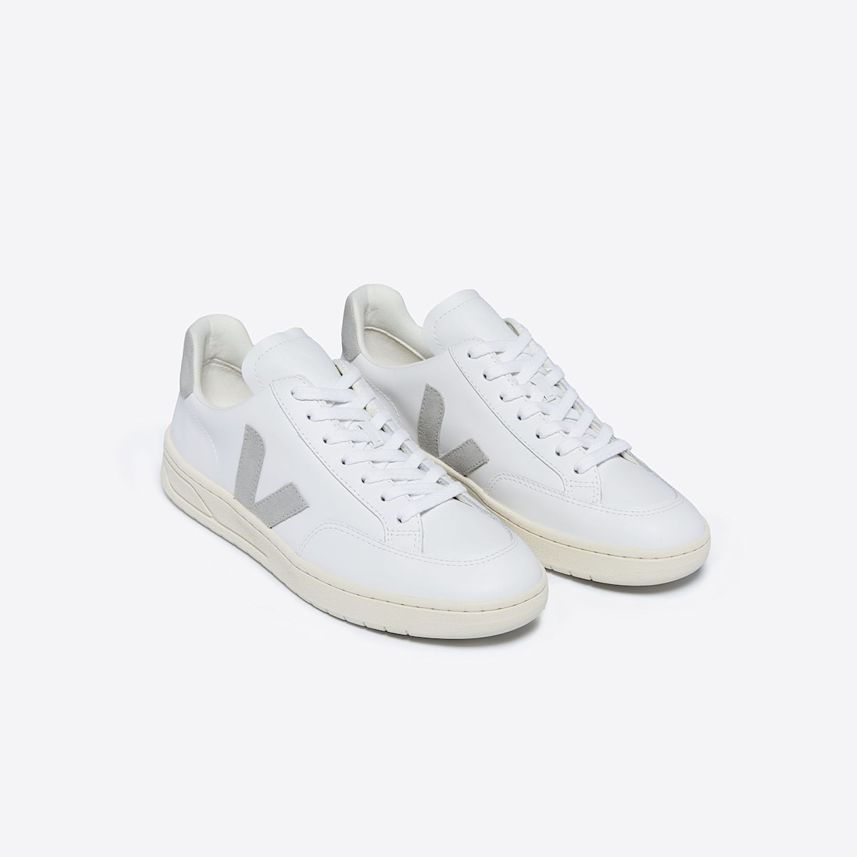 VEJA V-12 Leather White Light Grey - Image 3