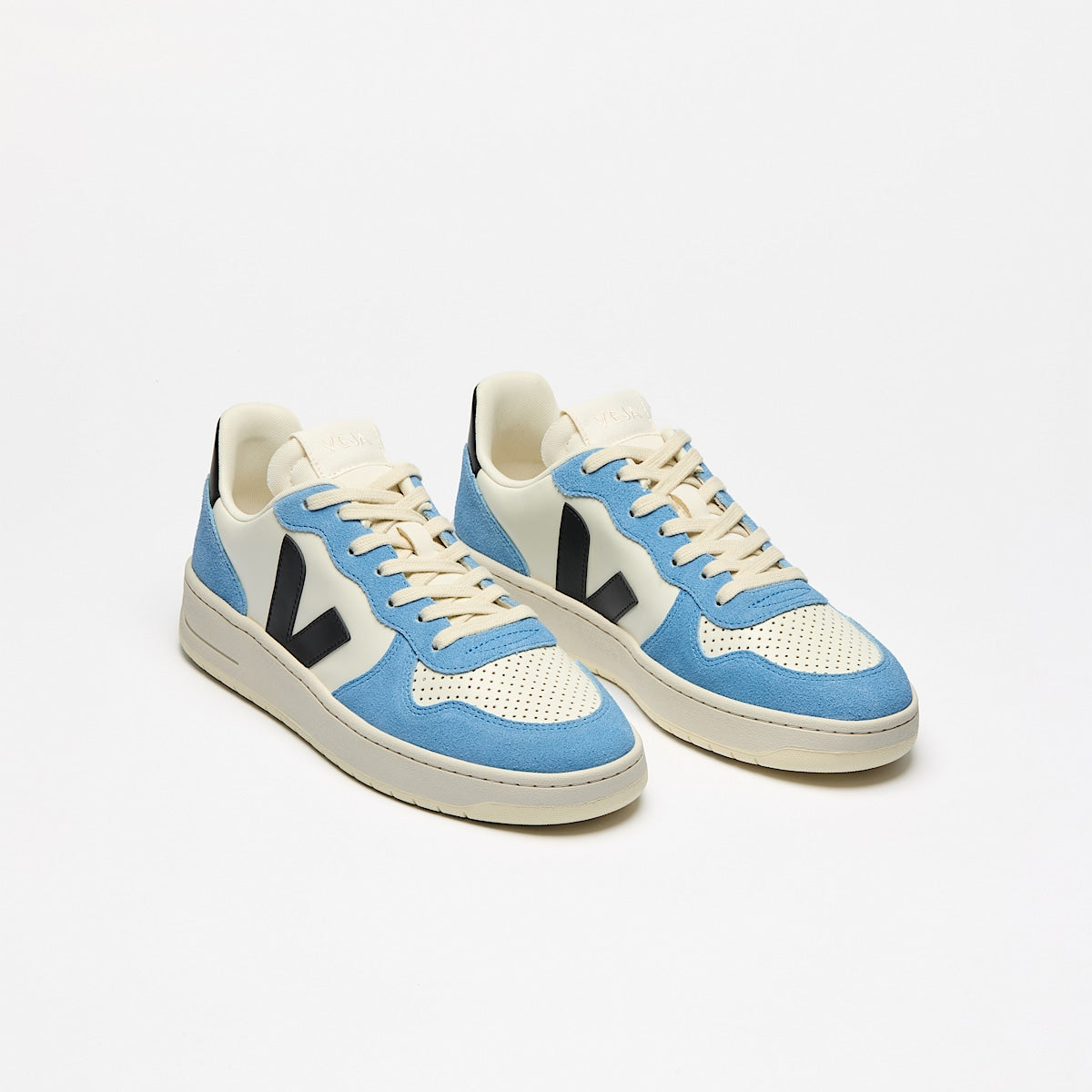 VEJA V-10 Leather Pure Black Aqua - Image 2