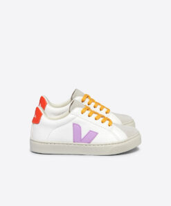 VEJA Esplar Leather White Orchid Orange Fluo