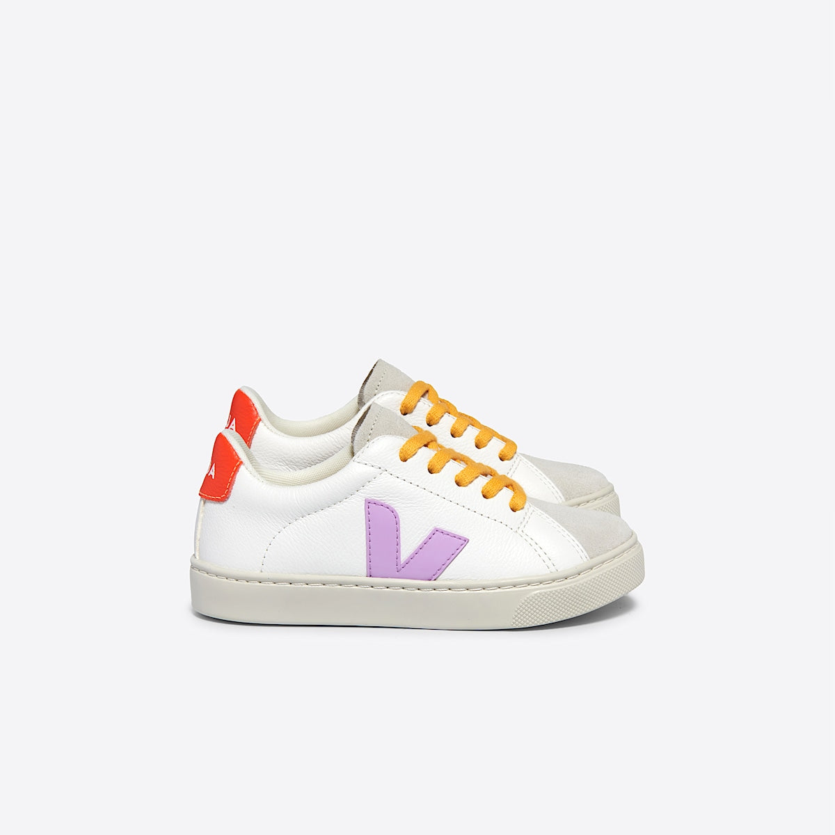 VEJA Esplar Leather White Orchid Orange Fluo