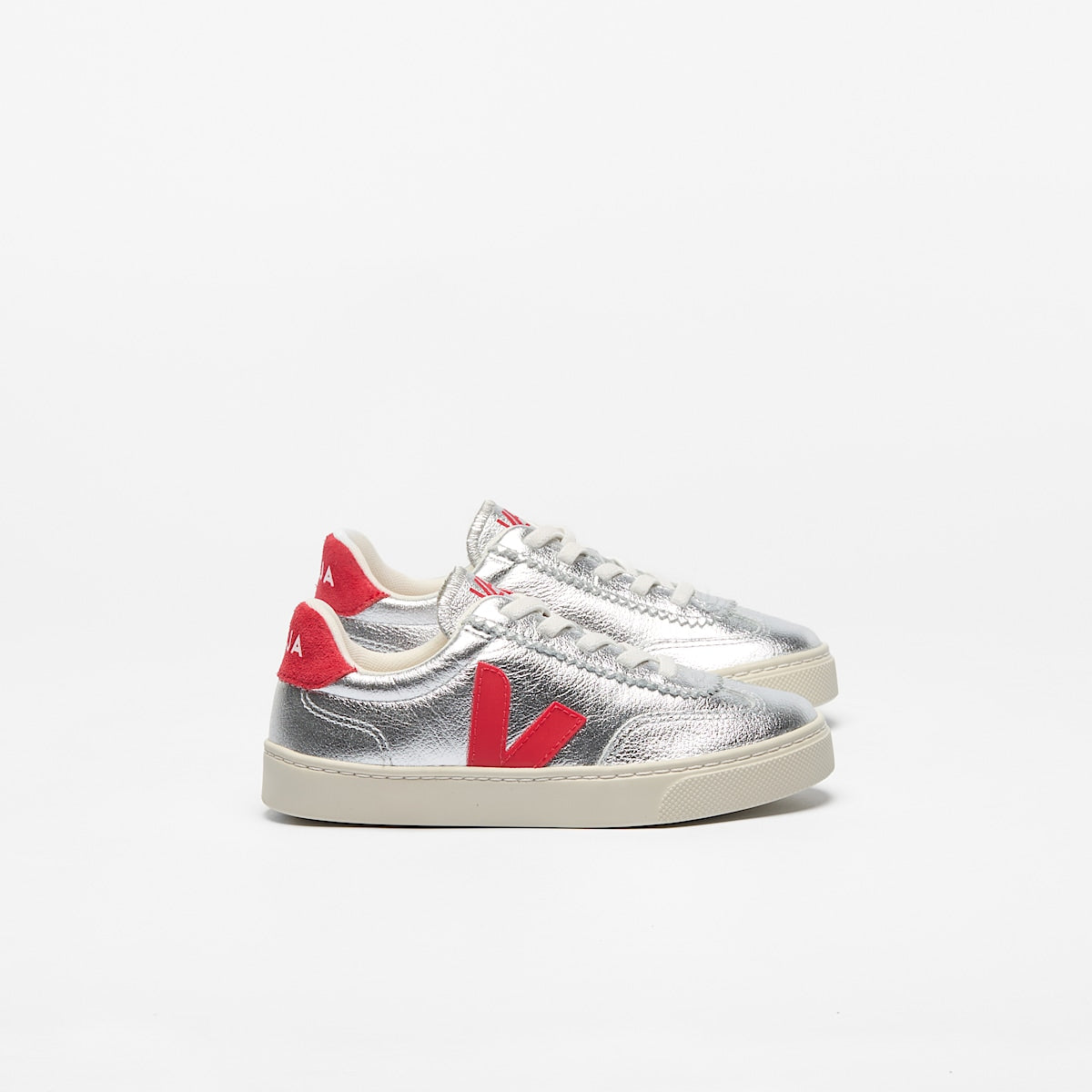 VEJA Volley Elastic Laces Leather Silver Pekin