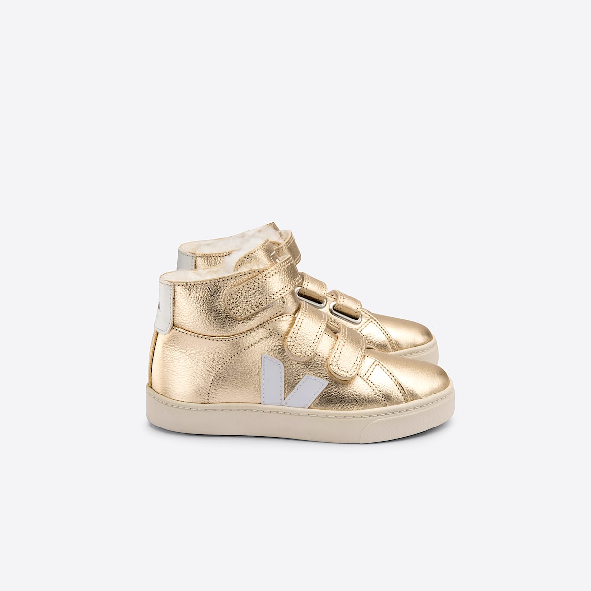 VEJA Esplar Mid Furred Leather Platine White