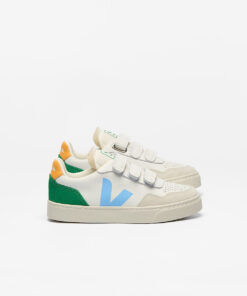 VEJA V-90 Leather White Aqua Emeraude